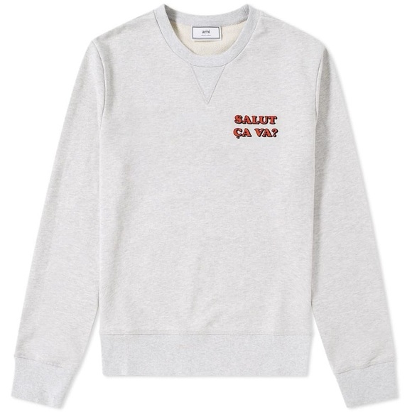 Ami Paris Salut Ca Va Crew Sweatshirt, Grey. Sz XL - Picture 1 of 16